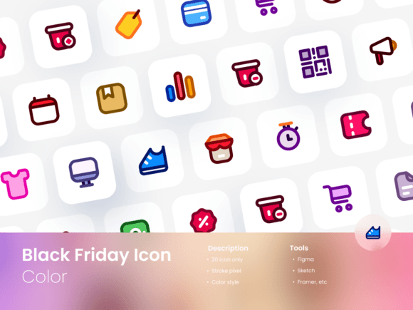 Black Friday Icon Set Colored Style Graphics and Icons Review