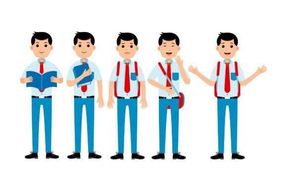 Boy Student Wearing Uniform Vector 01 Graphics and Illustrations Review