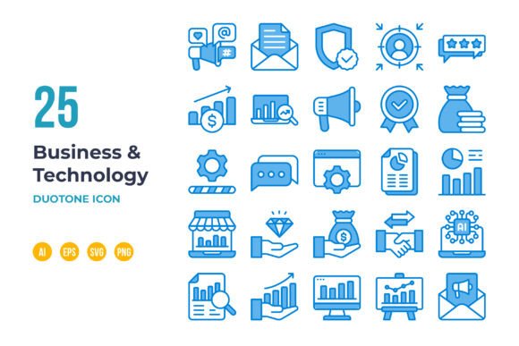Business and Technology Icon in Duotone Graphics and Icons Review