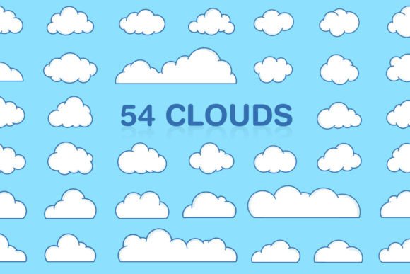 Clouds Comic Style with Outline Graphics and Illustrations Review