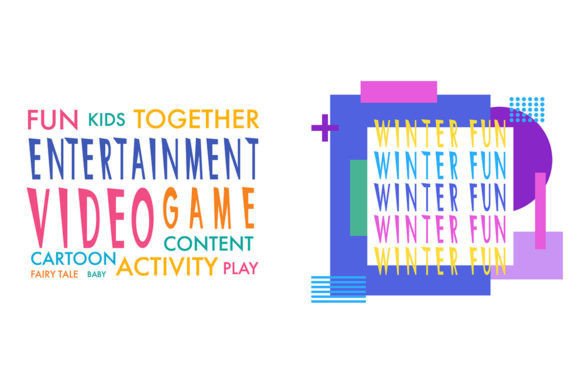 Colorful Word Collage Bundle: A Vibrant Graphic Design Asset for Content Creators