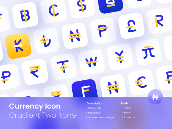 Currency Icon Set Gradient Twotone Style Graphics and Icons Review