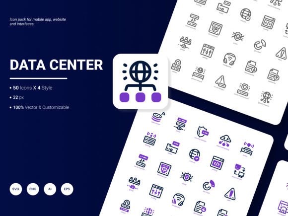 Data Center Icon Pack: Modern Graphics and Icons for Digital Publishing