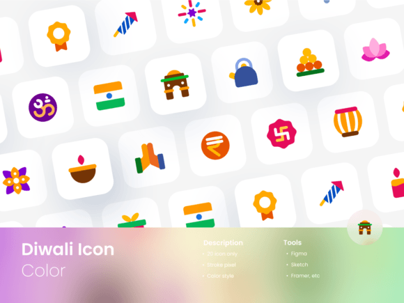 Diwali Icon Set Colored Style Graphics and Icons Review