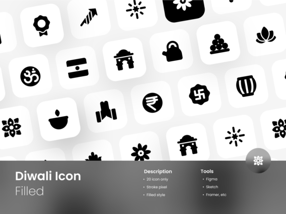 Diwali Icon Set Filled Style Graphics Review