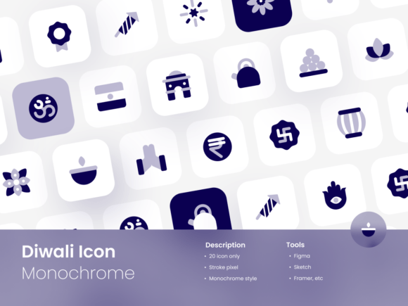 Diwali Icon Set Monochrome Style: Essential Graphics and Icons for Modern Design