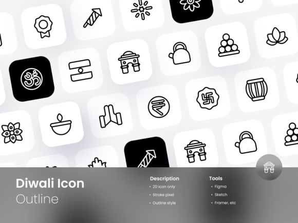 Diwali Icon Set Outline Style Graphics and Icons Review