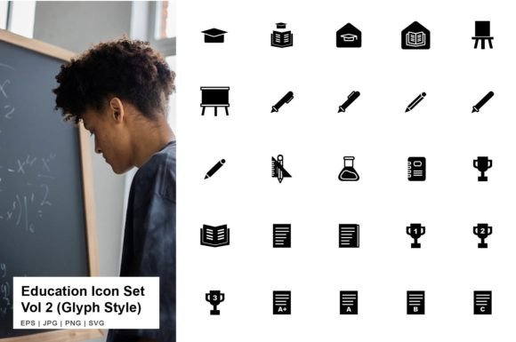 Education Icon Set Glyph Vol 2: Graphics and Icons for Sellers