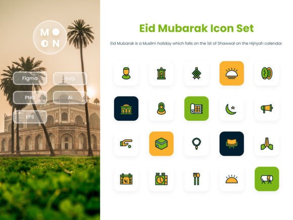 Eid Mubarak Duotone Concept Icon Set for Graphics and Icons