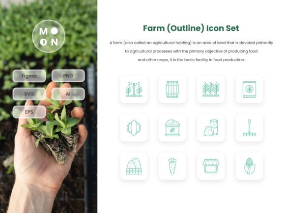 Farm Outline Icon Set: Graphics and Icons for Modern Branding