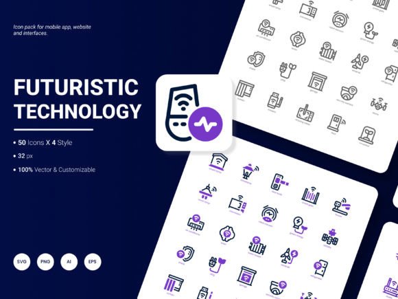 Futuristic Technology Icon Pack: Modern Graphics and Icons for Digital Publishing