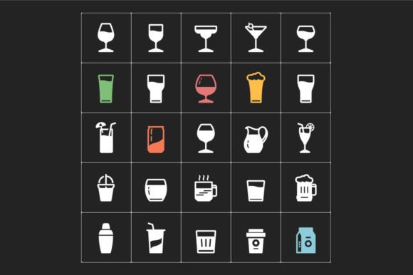 Glass and Beverage Solid Icon Graphics Review
