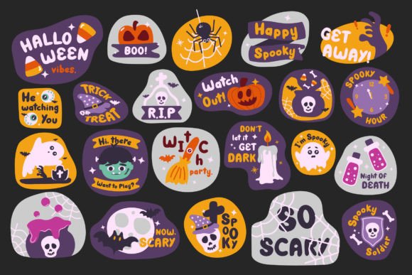 Halloween Badge Illustration Set: Graphics and Illustrations Review