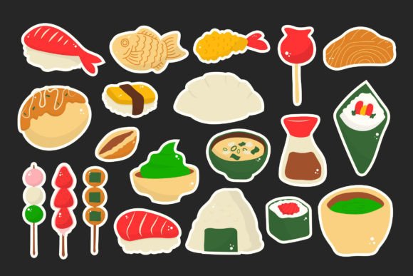 Japanese Food Illustration Set Graphics and Illustrations