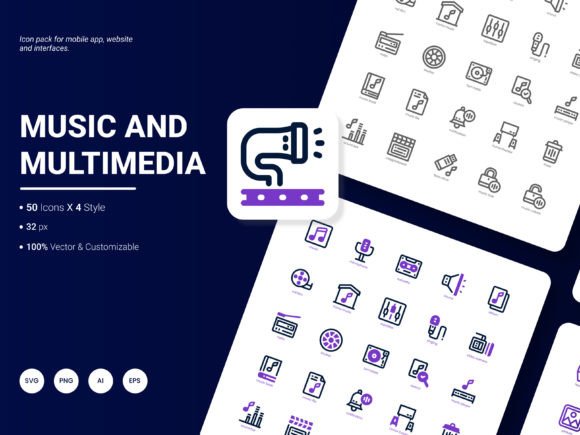 Music and Multimedia Icon Pack for Graphics and Icons