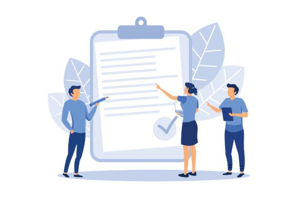 People Fill out a Form, Modern Concept Graphics and Illustrations Review