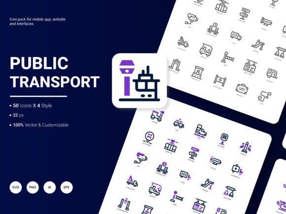 Public Transportation Icon Pack: Essential Graphics and Icons for Transit Branding