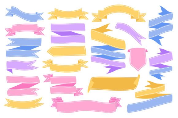 Ribbon Banner Illustration Set: Modern Graphics for Editorial Design
