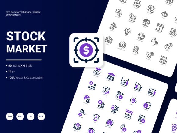 Stock Market Icon Pack: Graphics and Icons for Local Business Branding