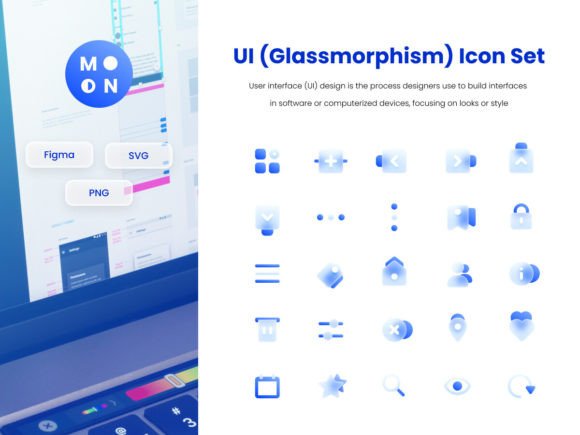 User Interface Glass Morphism Concept Graphics and Icons Review